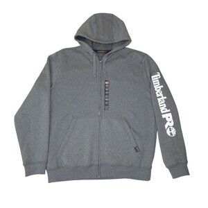 Timberland Pro Mens Charcoal Heather Hoodie L Original Fit Full-Zip Cotton Blend